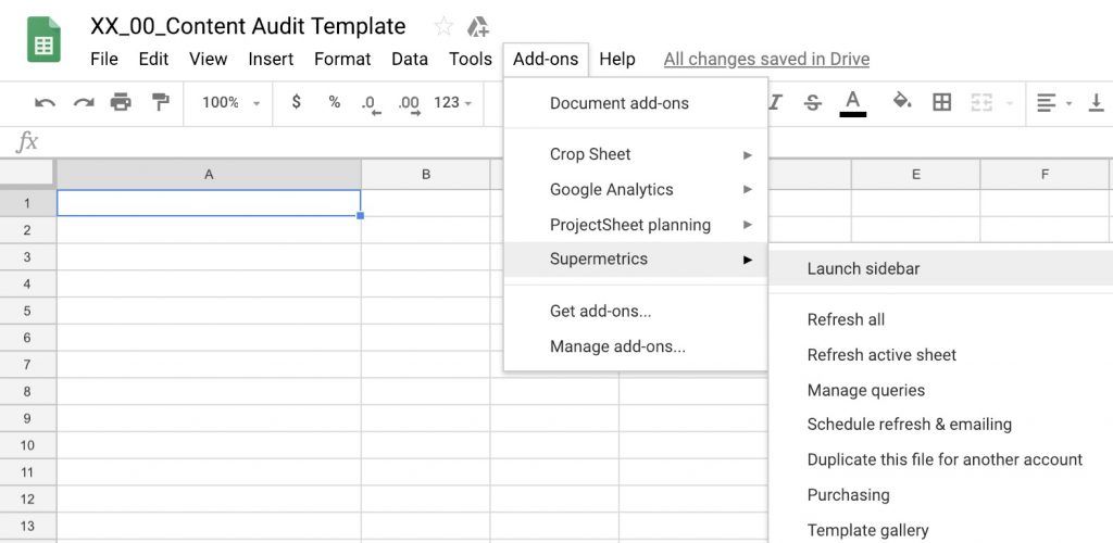 web content audit sheet