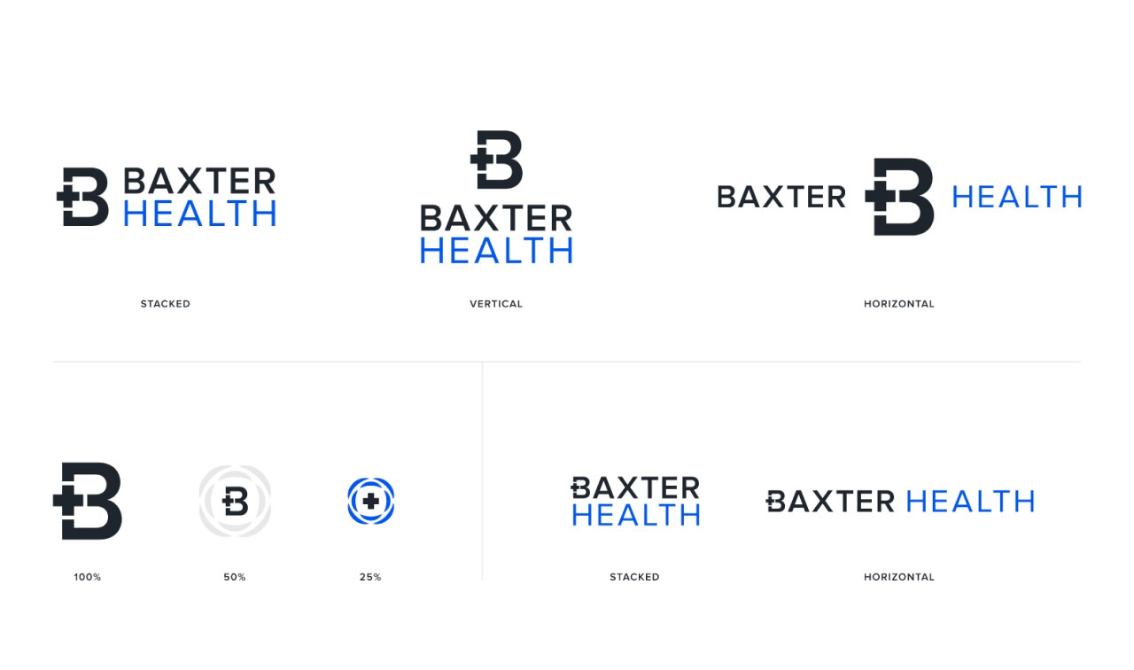 Baxter Health logo suite on white