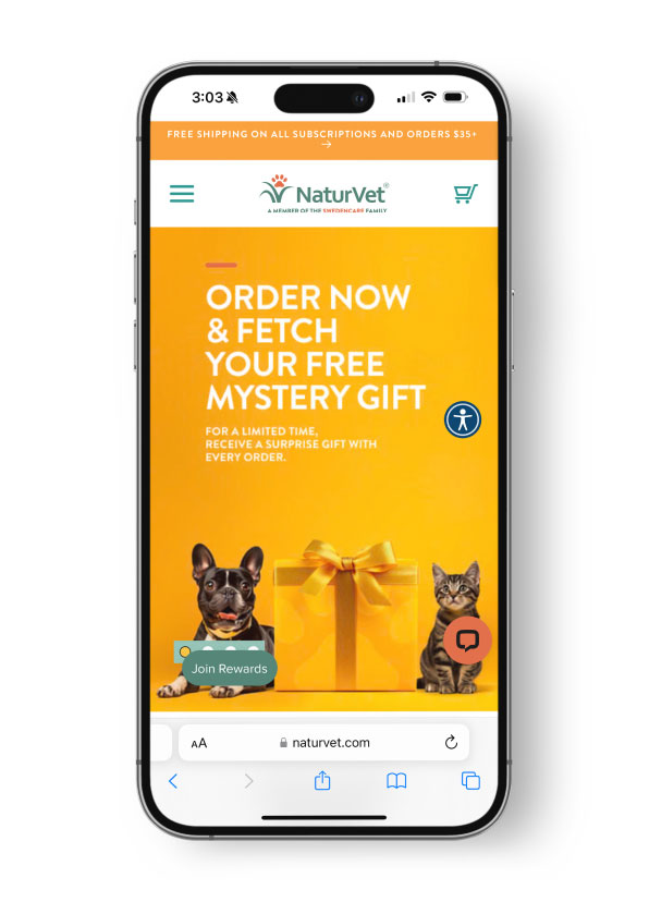 Naturvet E-commerce mobile design