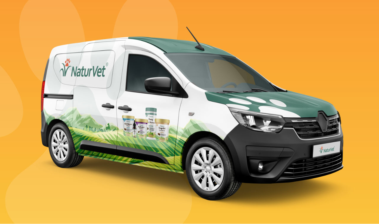 Naturvet branding design car wrap