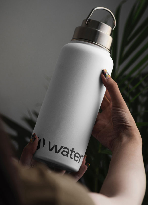 vvater branded waterbottle